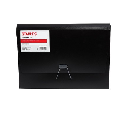 Staples Reinforced Expanding File Letter Size 13-Pocket Black (51830) TR51830/51830