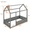 Twin Size House Bed,  Solid Wood Twin Size Platform Bed Frame With Fence for Kids,Teens, Girls, Boys - 2 of 4