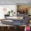 Okak Full Teddy Fleece Daybed with Trundle & Storage Armrests Upholstered Bed Sofa Bed Frame with Bluetooth Audio System Easy to Assemble, Gray - 3 of 4