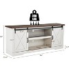 AMERLIFE 66" Farmhouse TV Stand for 75 Inches TVs, Entertainment Center with Sliding Barn Door, Distressed White - 3 of 4