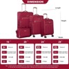 SEVOBAL Luggage 4 Piece Set Softshell Suitcase with Spinner Wheels for Travel Convenience, Red, 18.91"*12.21"*31.32" - 2 of 4