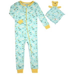 Sleep On It Infant Girls Long Sleeve Super Soft Snuggle Jersey Zip-Up Coverall Pajama with Matching Blankey Buddy - 1 of 3