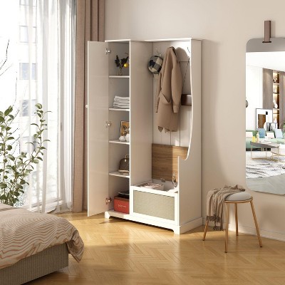 1 Door Closet, White Decorative Storage Cabinets Suitable for Indoor - Maison Boucle