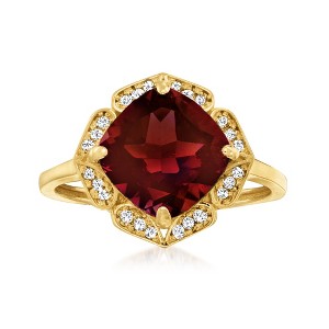 Ross-Simons 3.20 Carat Garnet and .10 ct. t.w. White Topaz Ring in 14kt Yellow Gold - 1 of 4