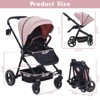 Foldable Baby Stroller High Landscape Pushchair for Newborn Toddler Convertible Infant Pram with Reversible Backrest Storage Basket, Black - 2 of 4