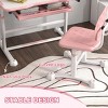 INFURNIC Kids Table Sets Height Adjustable Desk and Chair Set with Tilt Top and Book Stand for Study, Pink, 31.5"*19.7"*40.2" - 3 of 4