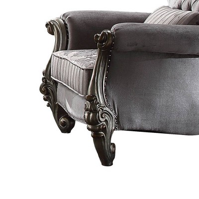 Versailles Antique Platinum Velvet Accent Chair