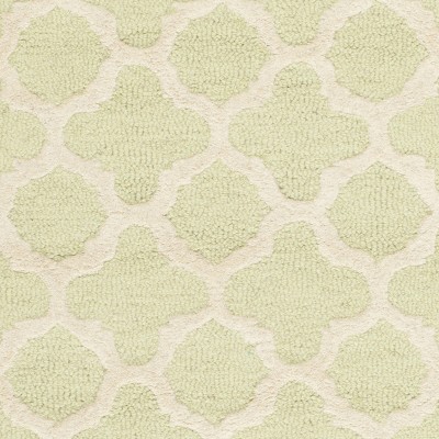 Light Green and Ivory Hand-Tufted Wool Rectangular Rug, 5' x 8'