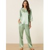 cheibear Womens Satin Sleepwear Lounge with Pants Nightwear 3/4 Sleeves Pajama Set - 2 of 4