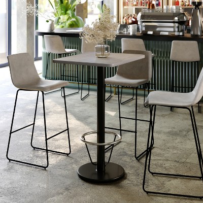 Gray Laminate Rectangular Bar Height Table with Black Base