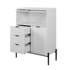 VANIRROR Wooden Sideboard with 3 Drawers, 1 Cabinet & Glass Door, Storage Cabinet for Kitchen, Dining Room, or Hallway, 33.46 x 15.74 x 47.2" - 2 of 4