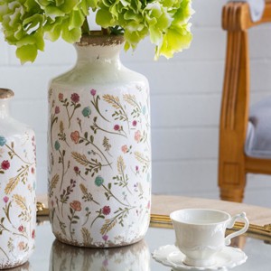 ChicFurnit Decorative Vases Elegant Flower Vase Florero Ceramic Vase Tabletop Vase Modern Vase for Living Room Decor, White, 5.3"*5.3"*10.6" - 1 of 4