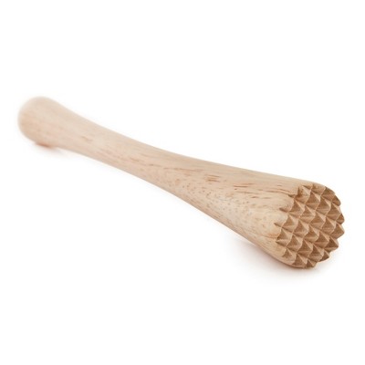 Natural Wood Ergonomic Cocktail Muddler with Serrated Base