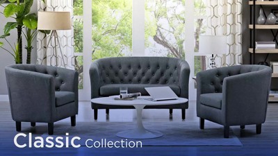 Azure Velvet Barrel Armchair with Manufactured Wood Frame
