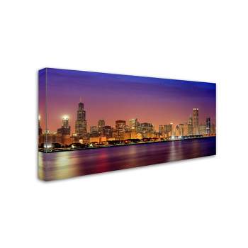 Trademark Fine Art -Mike Jones Photo 'Chicago Dusk full skyline' Canvas Art