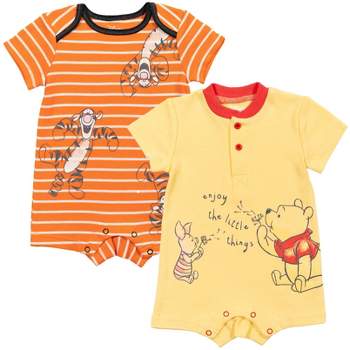 Disney Winnie the Pooh Mickey Mouse Tigger Baby 2 Pack Henley Rompers Newborn to Toddler
