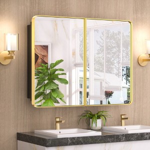 Keonjinn Metal Framed Rectangular Framed Recessed/Surface Mount Medicine Cabinet with Mirror - 1 of 4