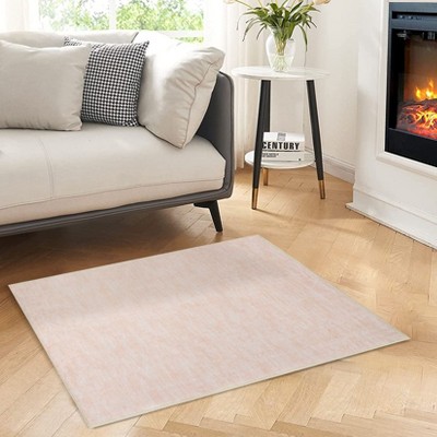 Solid Modern Washable Low Pile Area Rug with Rubber Backing