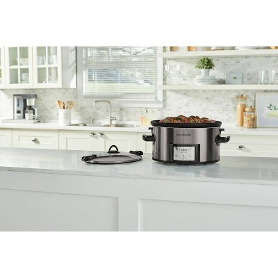 Crock Pot 7qt Cook &#38; Carry Programmable Easy-Clean Slow Cooker - Stainless Steel