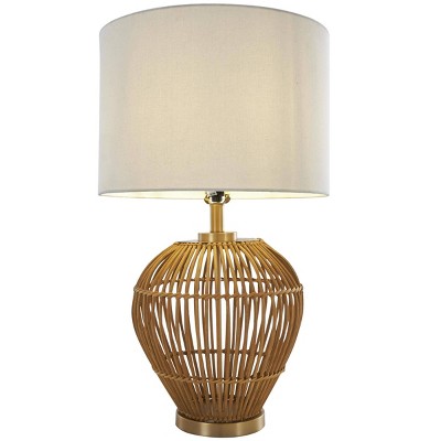Olivia & May Rattan Handmade Woven Open Frame Room Table Lamp with Gold ...