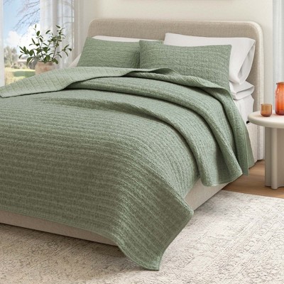 Reversible Honeycomb Waffle Garment Washed Cotton Quilt Set - Great Bay Home