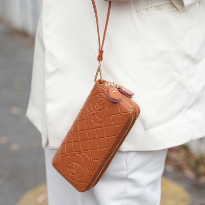 MKF Collection Honey Genuine Leather Quilted Flower-Embossed Women’s Wristlet Wallet by Mia K - Camel — фото 2