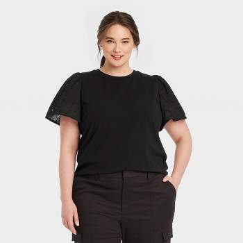  Ladies Oversized Tops Plus Size Shirt For Women Sexy Party  Tops Black Solid Color Sequin Short Sleeve Blouse Summer Casual Henley  Tshirt 5X 5XL 26W 28W