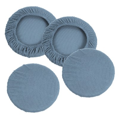 Unique Bargains 11" Round Washable Bar Stool Cover for Diameter 11"-16" Chair 4 Pcs Sky Blue