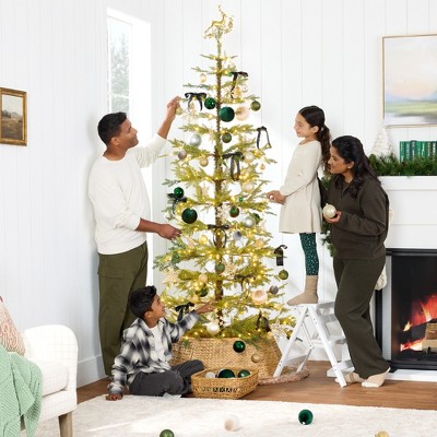 7.5ft Pre-Lit Sparse Pine Christmas Tree with Multicolor LED Lights