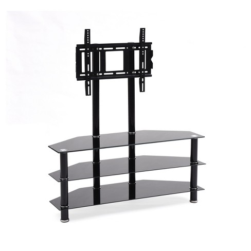 Mount And 3 Shelf Glass Tv Stand For Tvs Up To 42 Black Hodedah Import Target