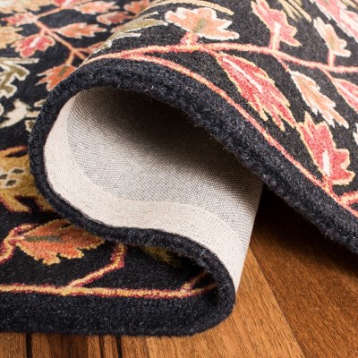 Black and Red Wool 6' x 9' Handmade Tufted Area Rug