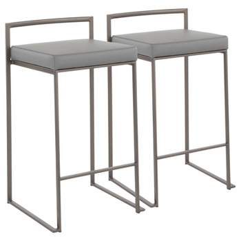 Set of 2 Fuji Industrial Stackable Counter Height Barstools - LumiSource
