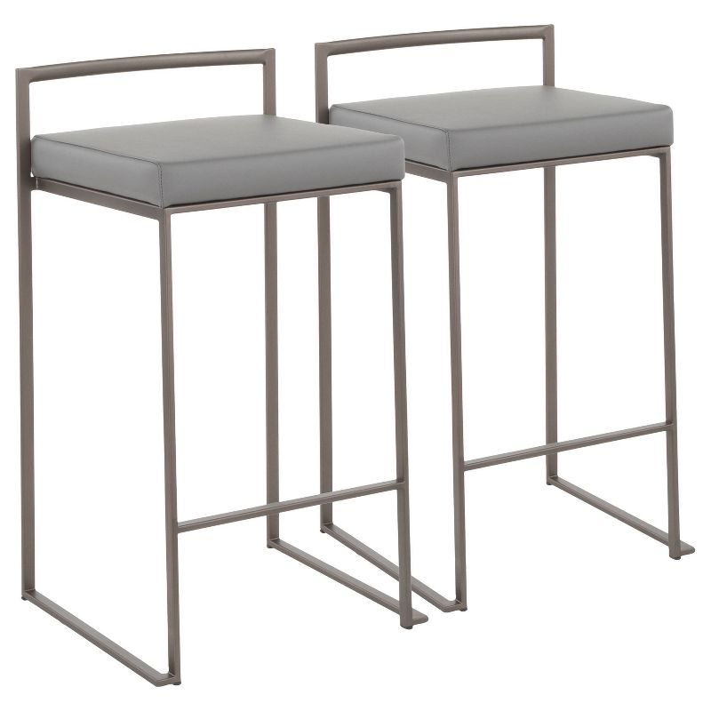 Set of 2 Fuji Industrial Stackable Counter Height Barstools - LumiSource, 1 of 13