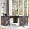 L Shaped Desk with Drawers, 60in Wide Farmhouse Executive Office Desk with Charging Station, Home Corner Desk with File Drawer - 2 of 4