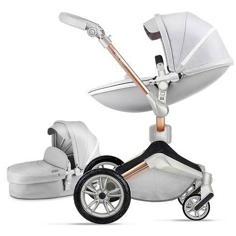 Hotmom Stylish Baby Stroller Height Adjustable Seat and Reclining Baby Carriage Grey