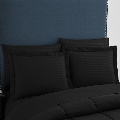 Queen Black Down Alternative Microfiber 8-Piece Bed in a Bag Set