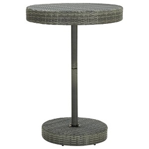 vidaXL – Stylish and Modern Patio Table for Outdoor Settings, Gray, Easy Clean Poly Rattan, 29.7"x41.7" Size, UV Protectant, Light to Move - 1 of 3