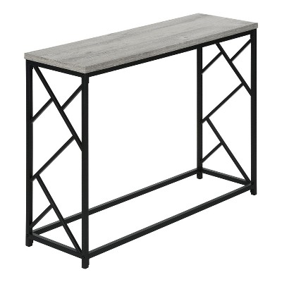 Monarch Specialties Accent Table Console Entryway Narrow Sofa Living Room Bedroom Grey Laminate Black Metal Contemporary Modern