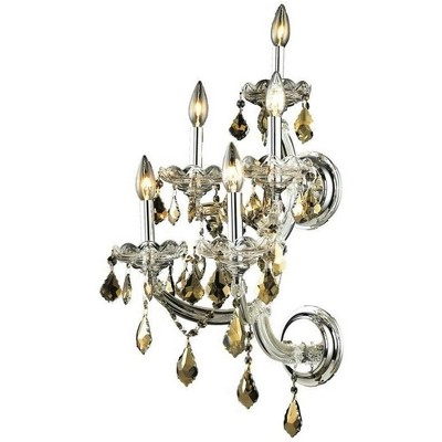 Elegant Lighting Maria Theresa 2 light Gold Wall Sconce Golden Teak (Smoky) Royal Cut Crystal