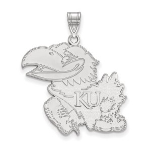 Black Bow Jewelry 10k White Gold Kansas Jayhawks NCAA Extra Large Pendant - 1 of 3
