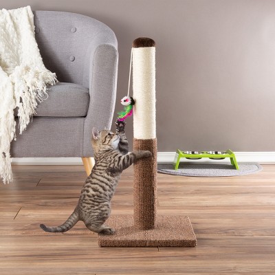 Pet Adobe Hanging Toy Cat Scratching Post for Cats and Kittens - 24.5", Brown