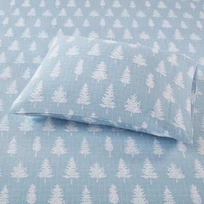 Twin Blue Forest Cotton Flannel Bedding Set