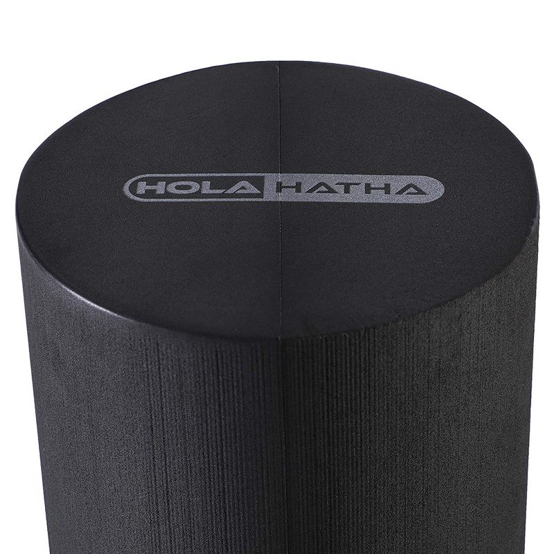 HolaHatha Portable Solid High Density EVA Foam Roller for Deep Tissue Back Massage, Calf Therapy, Glute Massaging, Back Pain, and Leg Recovery, Black, 3 of 7