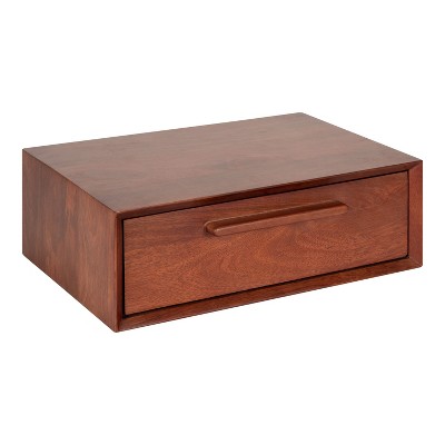 McCutcheon Handcrafted Mango Wood Floating Shelf in Walnut Brown