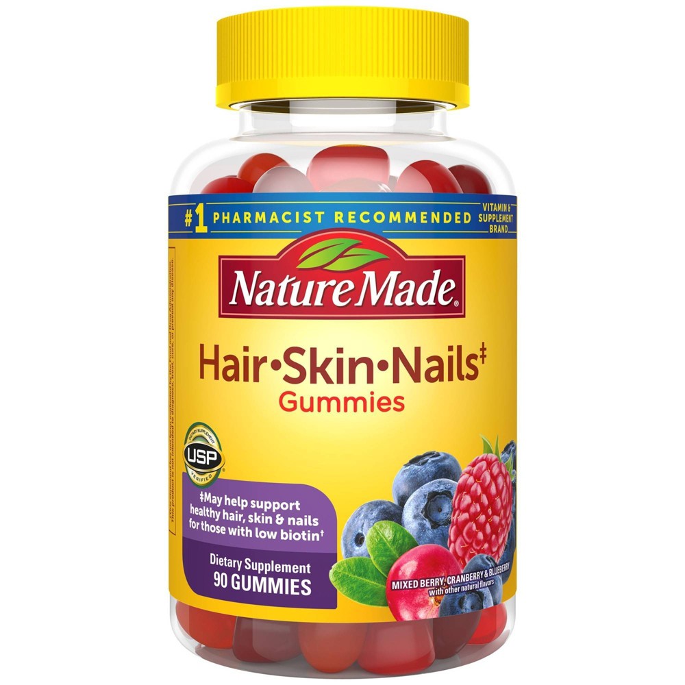 Photos - Vitamins & Minerals Nature Made Hair, Skin & Nails 2500 mcg Gummies - Mixed Berry - 90ct