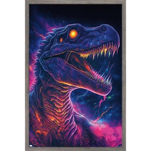Trends International Wumples - Neon Dinosaur Framed Wall Poster Prints - 1 of 4