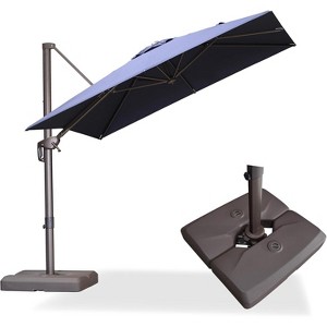 PURPLE LEA Cantilever Patio Umbrella with Base Included Square Umbrella with 360° Rotation and Aluminum Offset Hanging Outdoor Umbrella - 1 of 1