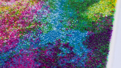 Vibrant Multicolor Abstract Synthetic Area Rug 6'7" x 9'