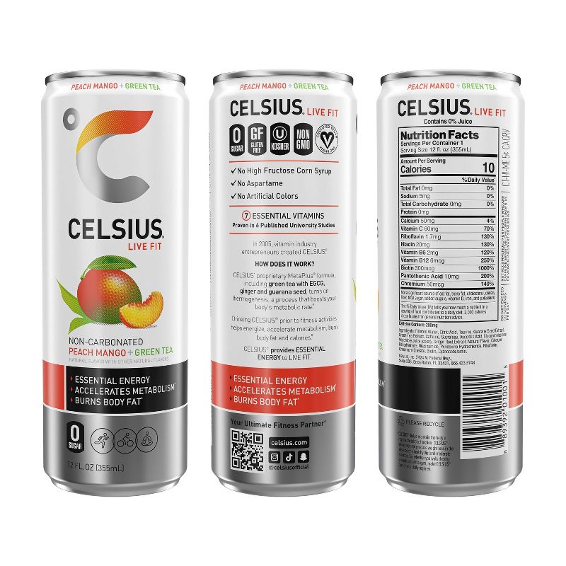Celsius Fizz Free Variety Pack Energy Drink - 12pk/12 fl oz Cans, 3 of 5