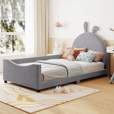 Twin Size Upholstered Daybed Platform Bed With Rabbit Ear Shaped ...